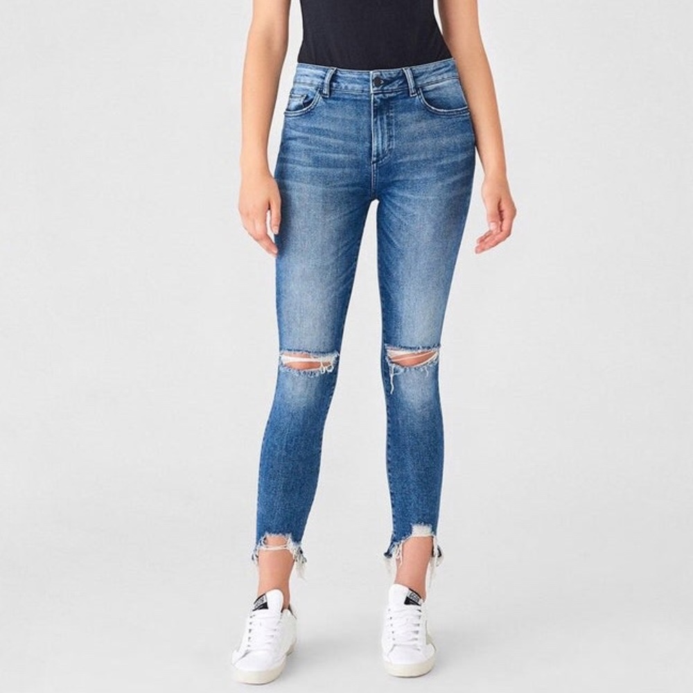 DL1961 Womens Farrow Distressed High Rise Skinny Ankle Jeans Laramie size 25